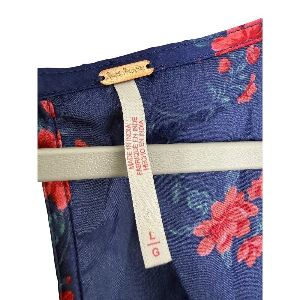 Free People Butterfly Babe Floral Blue Lace Boho Maxi Sz Large